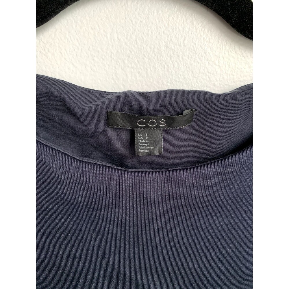 COS Navy Shift Dress Small Sleeveless Minimalist Zipper Detail Modern Workwear - Picture 4 of 10